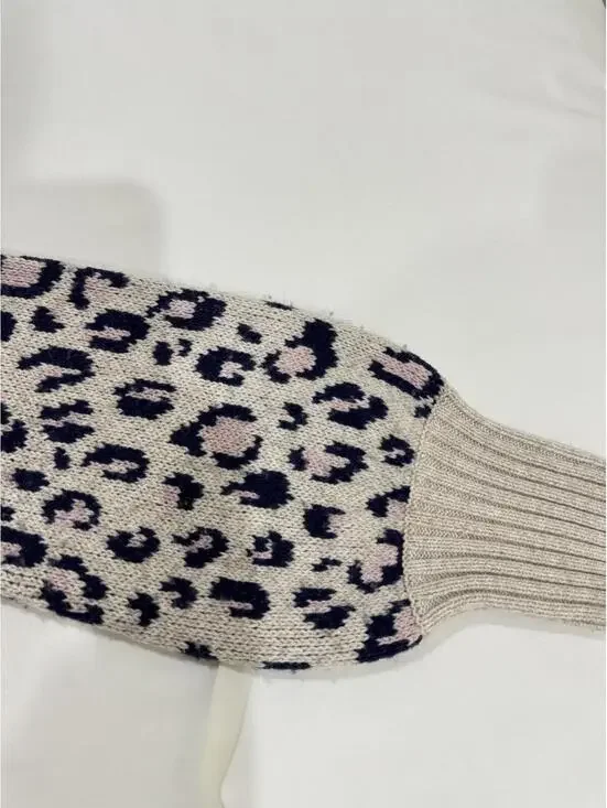 Madewell Gray Tensley Leopard Print Balloon Sleeve Pullover Sweater- Size Small - Picture 7 of 9